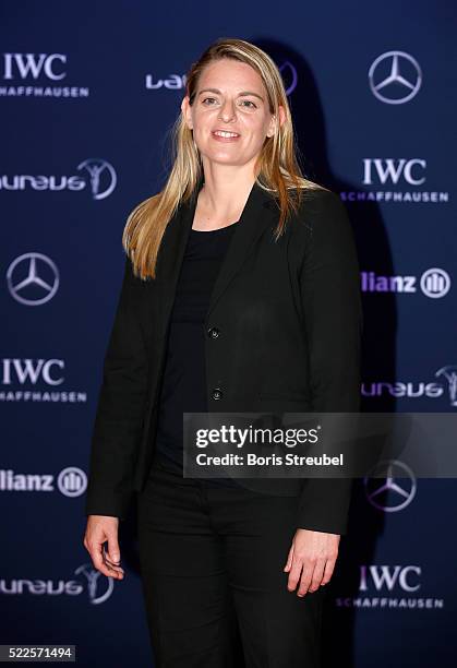 Laureus World Sports Ambassador Nia Kuenzer attends the 2016 Laureus World Sports Awards at Messe Berlin on April 18, 2016 in Berlin, Germany.