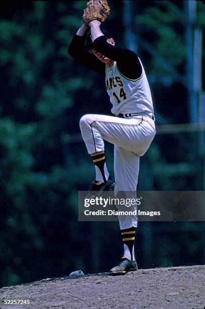 Pitcher Jim Bunning of the Pittsburgh Pirates winds up a pitch during a 1968 season game at Forbes Field in Pittsburgh, Pennsylvania.