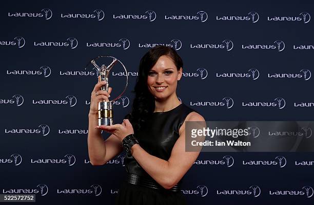 Austrian skier Anna Fenninger attends the 2016 Laureus World Sports Awards at Messe Berlin on April 18, 2016 in Berlin, Germany.