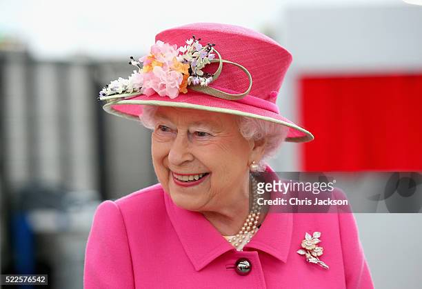 Queen Elizabeth II arrives at the Queen Elizabeth II delivery office in Windsor with Prince Philip, Duke of Edinburgh on April 20, 2016 in Windsor,...