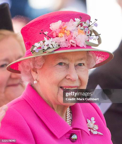 Queen Elizabeth II opens the new Bandstand at Alexandra Gardens on April 20, 2016 in Windsor, England.