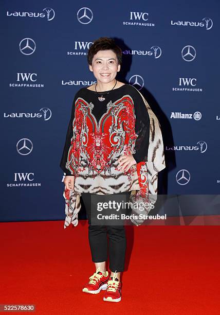 Laureus World Sports Academy member Deng Yaping attends the 2016 Laureus World Sports Awards at Messe Berlin on April 18, 2016 in Berlin, Germany.