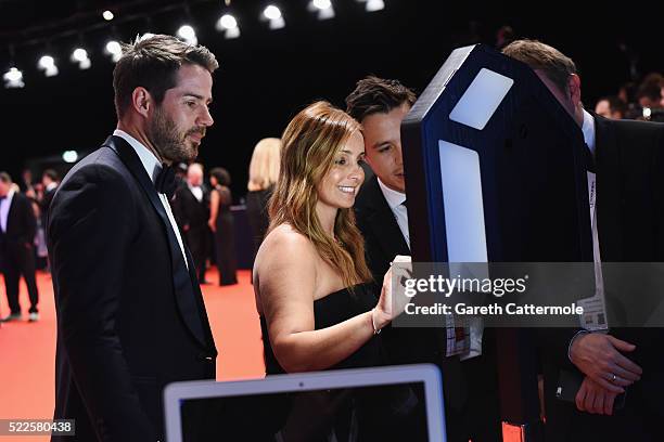 Laureus Ambassador Jamie Redknapp and wife Louise Redknapp in the Laureus Cyber suite attend the 2016 Laureus World Sports Awards at Messe Berlin on...