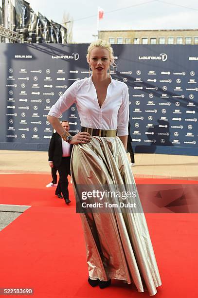 Model Franziska Knuppe attends the 2016 Laureus World Sports Awards at Messe Berlin on April 18, 2016 in Berlin, Germany.