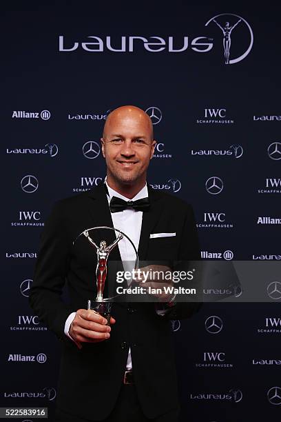 Former footballer Jordi Cruyff attends the 2016 Laureus World Sports Awards at Messe Berlin on April 18, 2016 in Berlin, Germany.