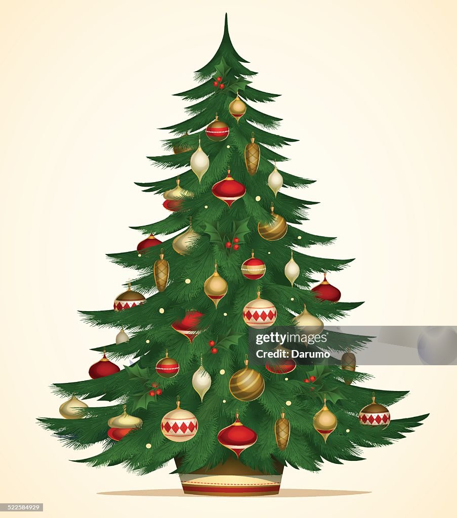 Retro Style Decorated Christmas Tree High-Res Vector Graphic - Getty Images
