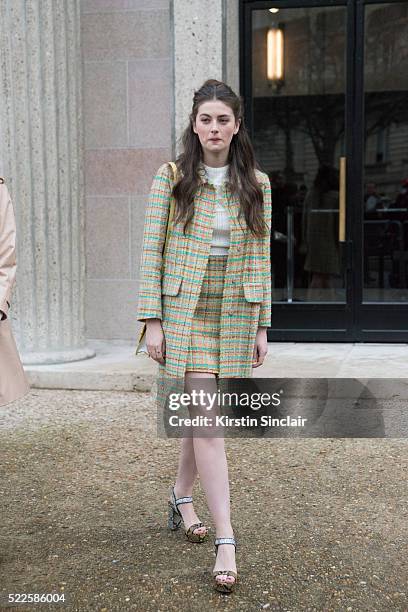 Actess Millie Brady wears all Miu Miu on day 9 during Paris Fashion Week Autumn/Winter 2016/17 on March 9, 2016 in Paris, France. Millie Brady