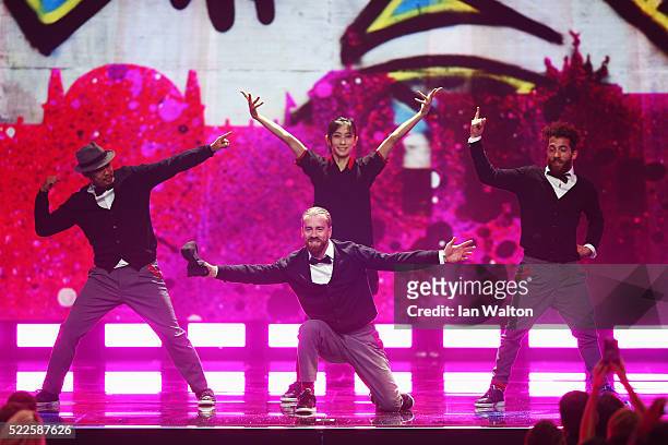 Dancers perform during the 2016 Laureus World Sports Awards at the Messe Berlin on April 18, 2016 in Berlin, Germany.