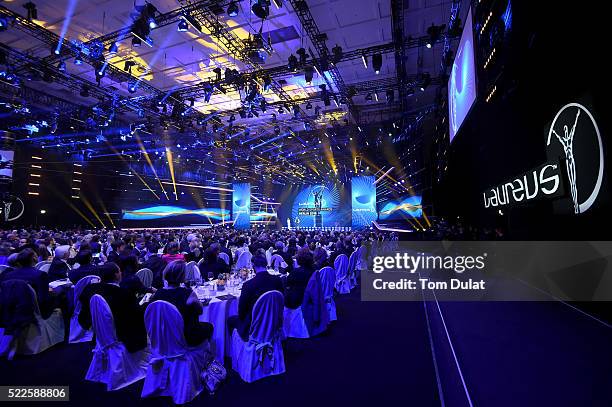 General view of the show during the 2016 Laureus World Sports Awards at the Messe Berlin on April 18, 2016 in Berlin, Germany.