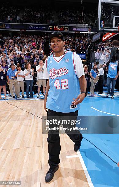 Former NBA player Bonzi Wells looks on during the game between the Oklahoma City Thunder and Sacramento Kings on April 9, 2016 at Sleep Train Arena...