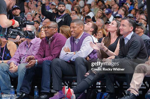 Sacramento mayor Kevin Johnson looks on during the game between the Oklahoma City Thunder and Sacramento Kings on April 9, 2016 at Sleep Train Arena...