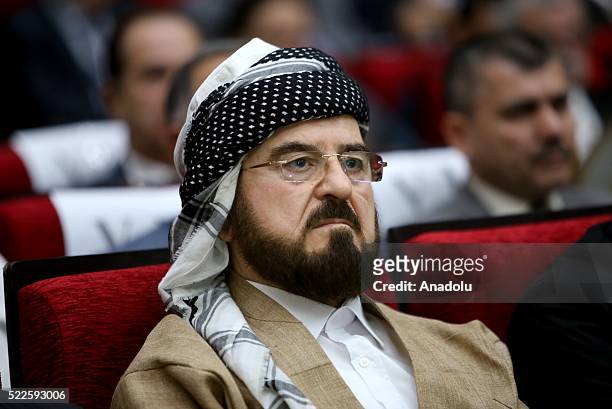 Secretary-General of the International Union for Muslim Scholars Ali Moheiddin al-Qaradagh attends a conference at a university in Sulaymaniyah, Iraq...