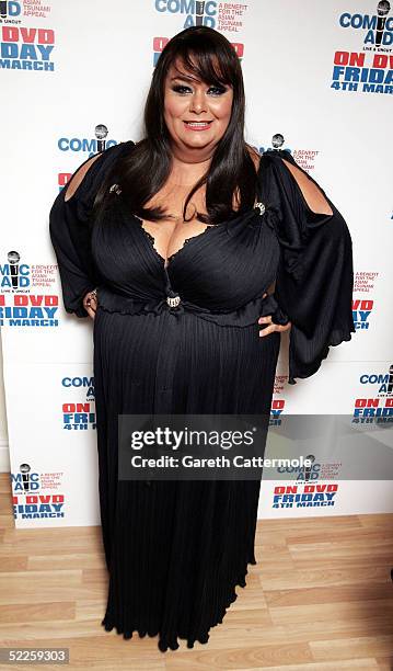 Dawn French poses in the Press Room during "Comic Aid", a comedy night with proceeds going to the Disasters Emergency Committee to raise funds for...