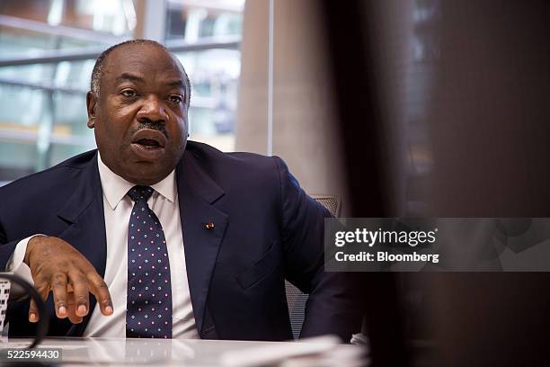 Ali Bongo Ondimba, Gabon's president, speaks during an interview in New York, U.S., on Wednesday, April 20, 2016. Gabon will hold presidential...