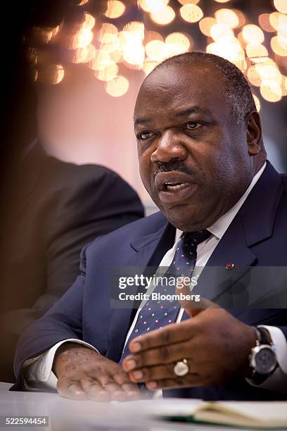 Ali Bongo Ondimba, Gabon's president, speaks during an interview in New York, U.S., on Wednesday, April 20, 2016. Gabon will hold presidential...