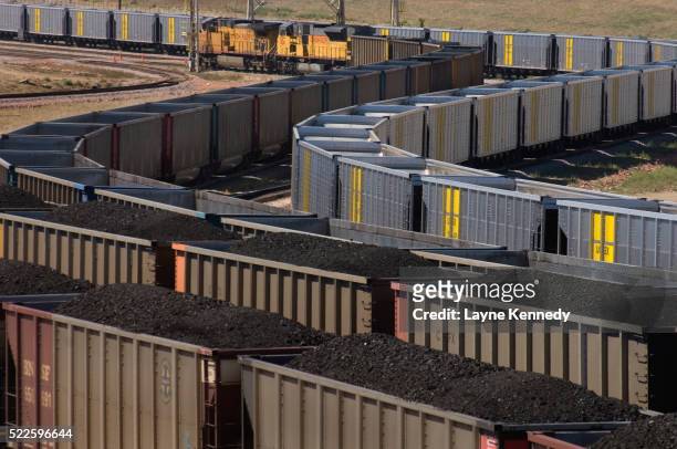 freight trains transporting coal - coal transport stock pictures, royalty-free photos & images