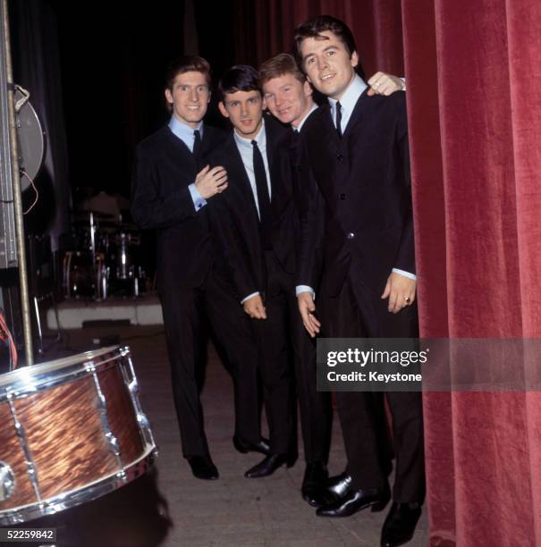 Liverpudlian folk pop group The Searchers, from left, Chris Curtis , Frank Allen, John McNally and Mike Pender, circa 1965.