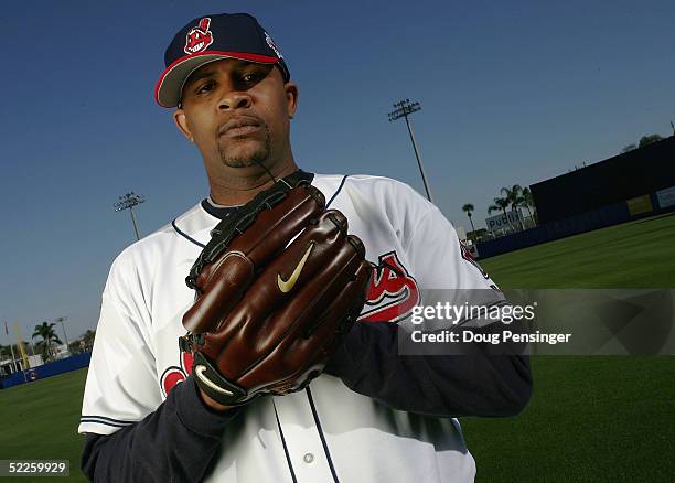 Sabathia of the Cleveland Indians poses for a photo day session during spring training at Chain of Lakes Park on March 1, 2005 in Winter Haven,...