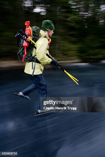 iceskater on lake in dalsland - dalsland stock pictures, royalty-free photos & images