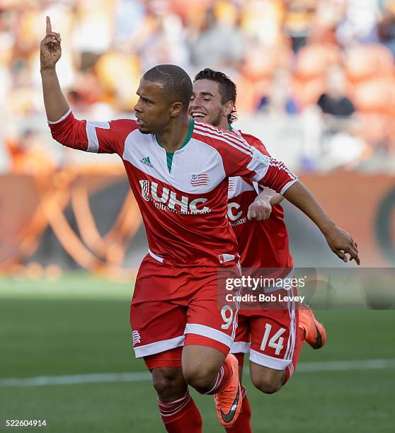 Charlie Davies of New England Revolution during game action against the Houston Dynamo at BBVA Compass Stadium on March 6, 2016 in Houston, Texas.