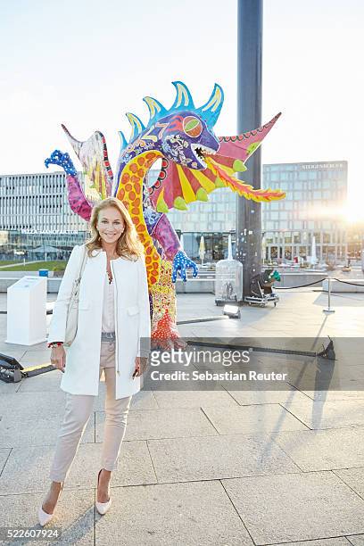 Caroline Beil is seen during the interactive exhibition 'Discover Mexico' at Washingtonplatz on April 20, 2016 in Berlin, Germany. The exhibition...