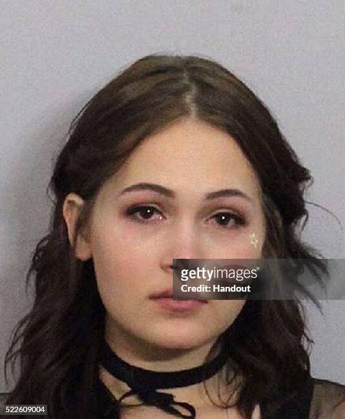 In this handout photo provided by the Indio Police Department, actress Kelli Berglund is seen in a police booking photo after her arrest on suspicion...