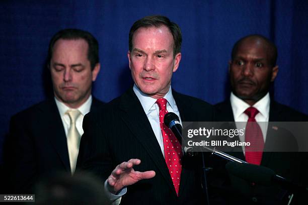 Michigan Attorney General Bill Schuette announces that he filed 13 felony charges and 5 misdemeanor charges against two state officials and one city...