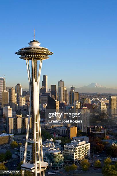 seattle's space needle - seattle imagens e fotografias de stock