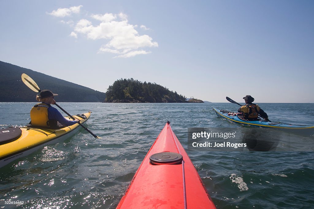 Sea kayakers paddling on Rosario Strait