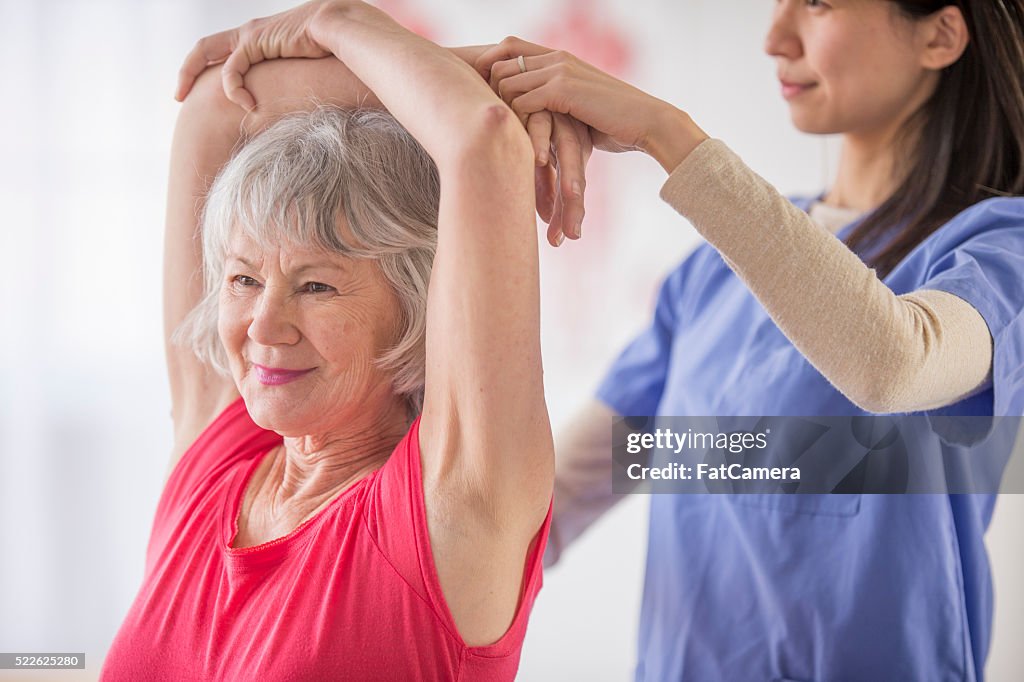 Woman Stretching in Physical Therapy