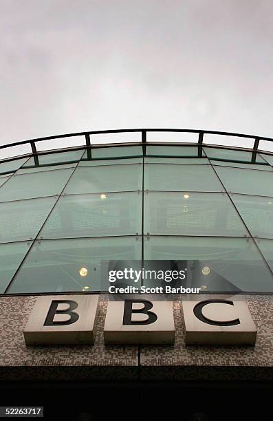 The British Broadcasting Corporation logo rests on a BBC building on March 2, 2005 in London, England. Under new government plans, the BBC's Board of...