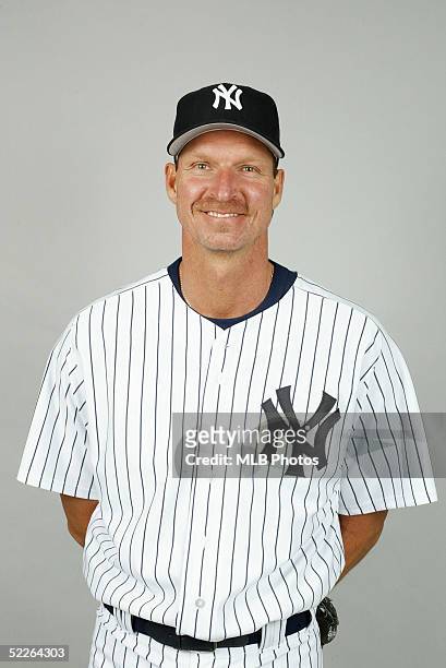 Randy Johnson of the New York Yankees poses for a portrait during photo day at Legends Field on February 25, 2005 in Tampa, Florida.