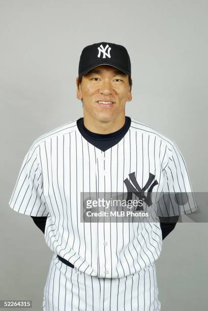Hideki Matsui of the New York Yankees poses for a portrait during photo day at Legends Field on February 25, 2005 in Tampa, Florida.