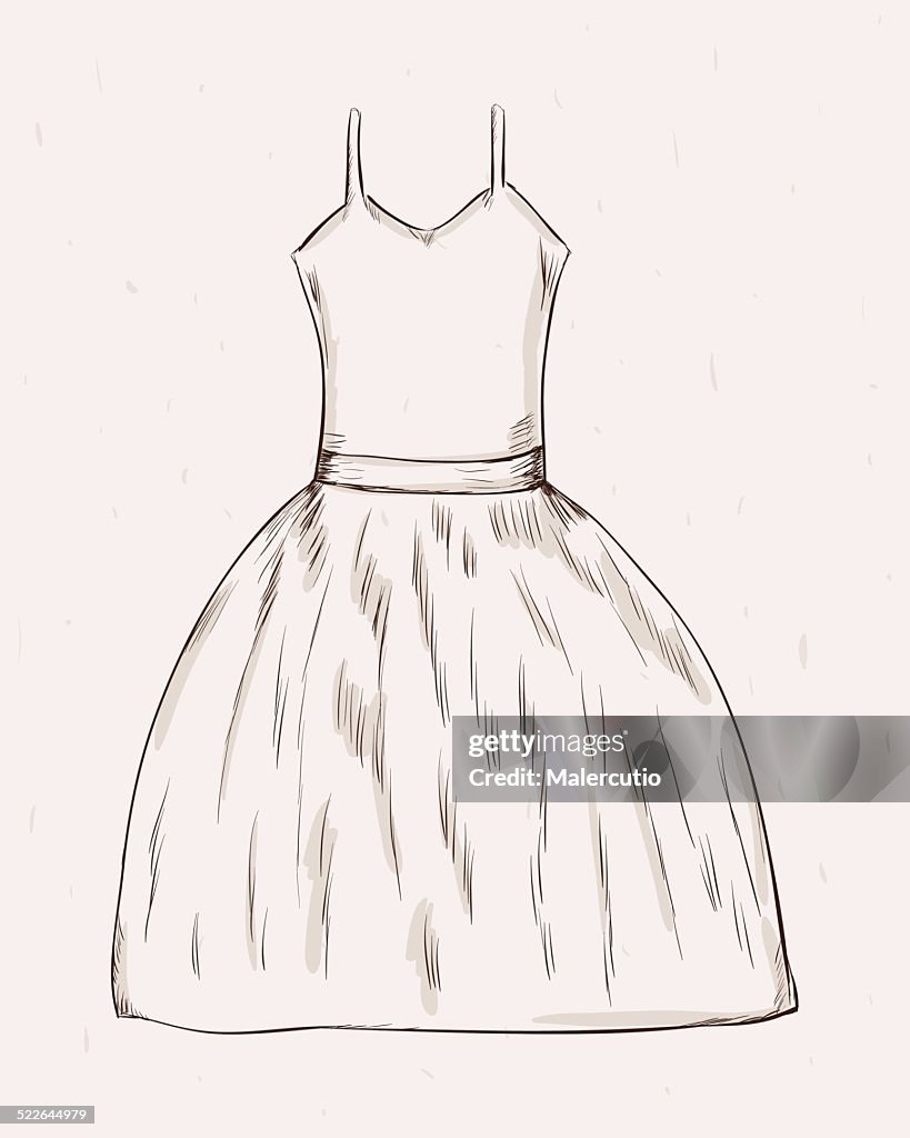 Chica Vestido Boceto Ilustración de stock - Getty Images