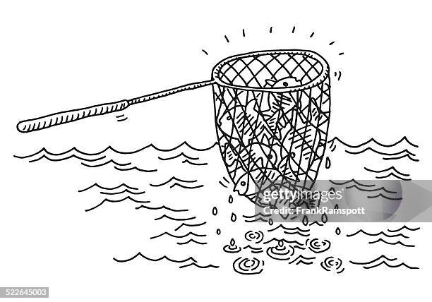 fischnetz sie meer inspiriert - fischnetz stock-grafiken, -clipart, -cartoons und -symbole