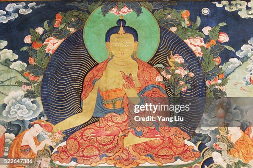 Painting of the Buddha at Jokhang Temple Painting of the Buddha at Jokhang Temple