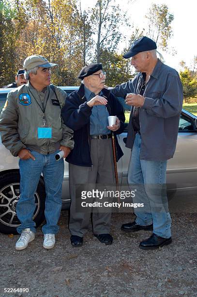 Pulitzer Prize-winning photojournalists Nick Ut , Joe Rosenthal and Eddie Adams speak during a break in the workshop October 4, 2003 at "Barnstorm...