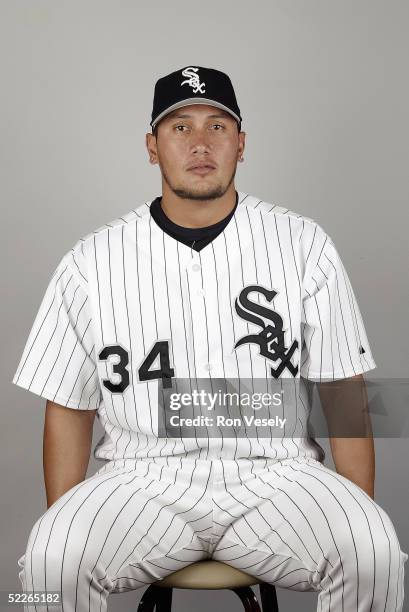 Freddy Garcia of the Chicago White Sox poses for a portrait during photo day at Tucson Electric Park on February 27, 2005 in Tucson, Arizona.