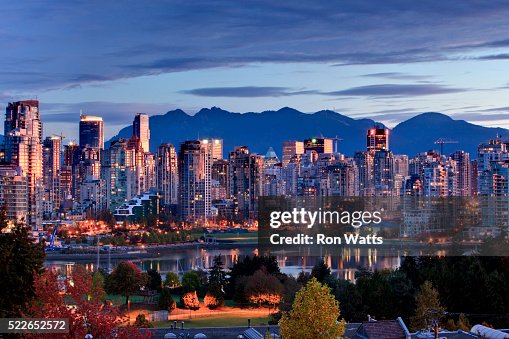 Vancouver skyline in front of North Shore Mountains Vancouver skyline in front of North Shore Mountains