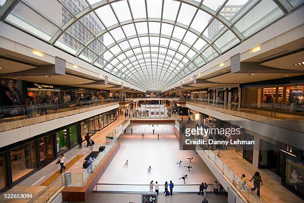 ice rink in the galleria - shopping centre stock pictures, royalty-free photos & images