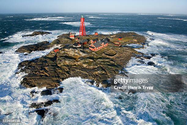 pater noster lighthouse in winter storm - storm lighthouse stockfoto's en -beelden