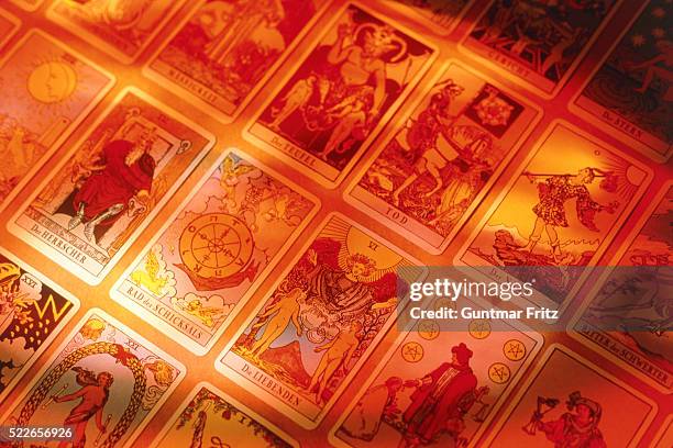 some tarot cards - tarocchi foto e immagini stock