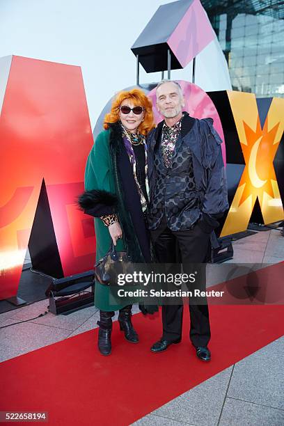 Romy Haag and Frank Wilde are seen during the interactive exhibition 'Discover Mexico' at Washingtonplatz on April 20, 2016 in Berlin, Germany. The...