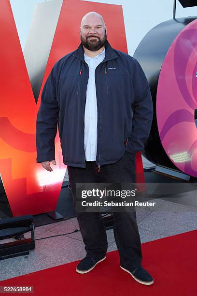 Joerg Moukaddam is seen during the interactive exhibition 'Discover Mexico' at Washingtonplatz on April 20, 2016 in Berlin, Germany. The exhibition...