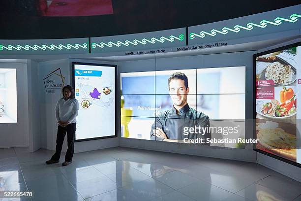 General view of the venue during the interactive exhibition 'Discover Mexico' at Washingtonplatz on April 20, 2016 in Berlin, Germany. The exhibition...
