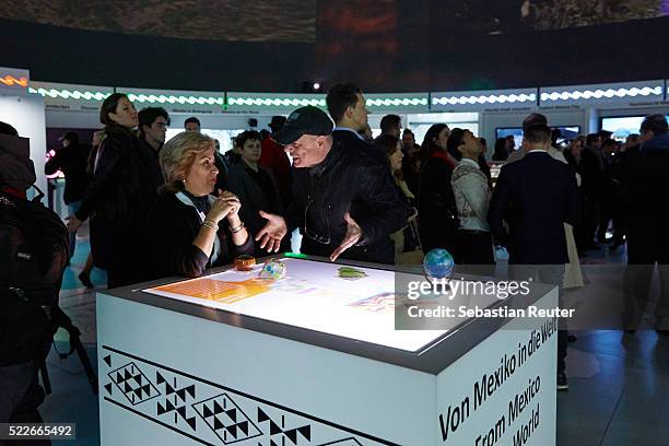 General view of the venue during the interactive exhibition 'Discover Mexico' at Washingtonplatz on April 20, 2016 in Berlin, Germany. The exhibition...