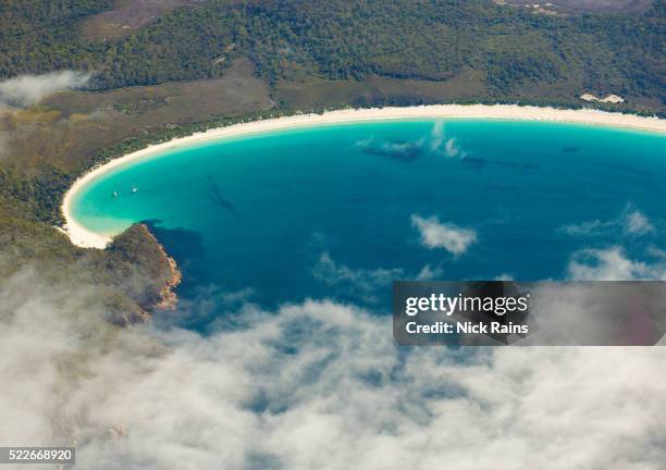wineglass bay at freycinet national park on tasmania - wineglass bay stock pictures, royalty-free photos & images
