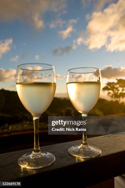 glasses of white wine at o'reilly's in lamington national park - nick reilly stock pictures, royalty-free photos & images