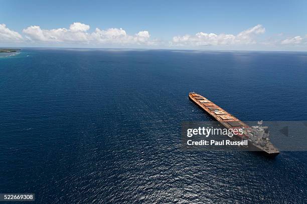 tanker at sea off the coast of mauritius - オイルタンカー ストックフォトと画像