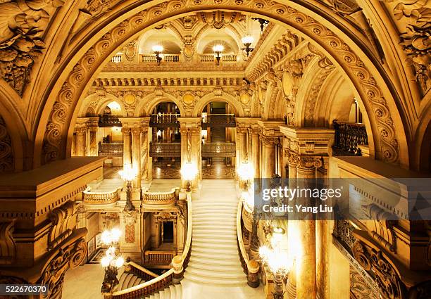 marble staircases in paris opera house - grand opera house stock pictures, royalty-free photos & images